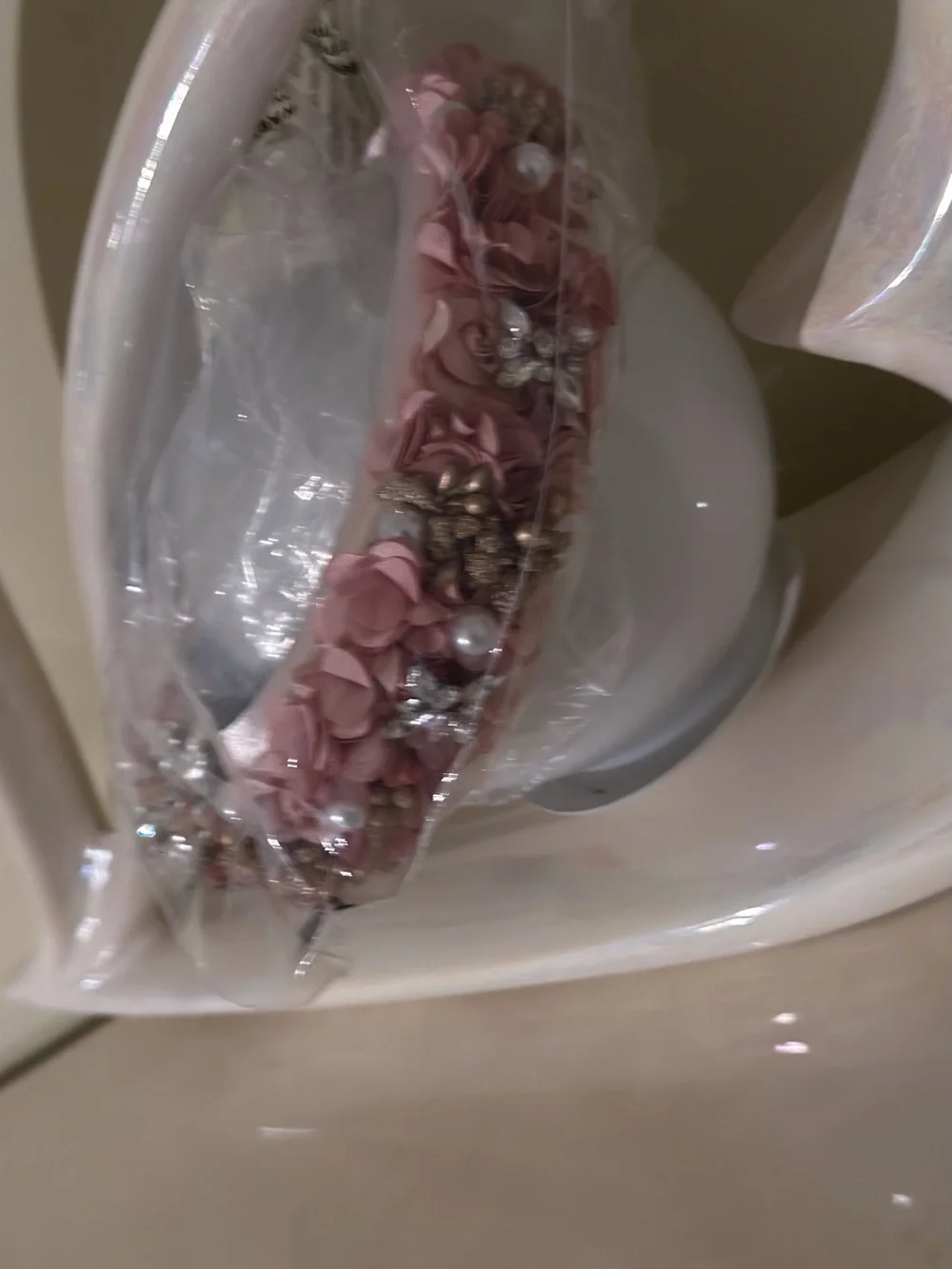 A Classy Chic Boutique Pink Floral Jeweled Headband, floral Coronet